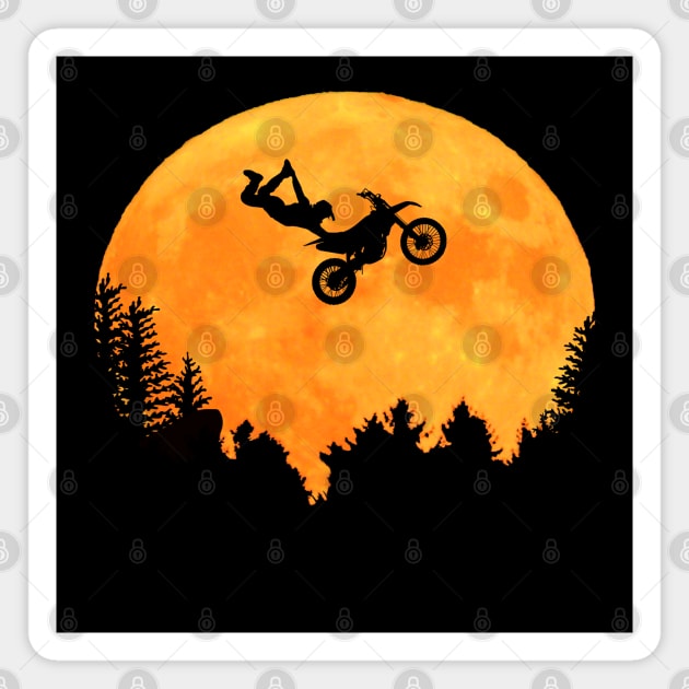 Motocross motorcycle with moon dirt bike racing at night Magnet by BurunduXX-Factory